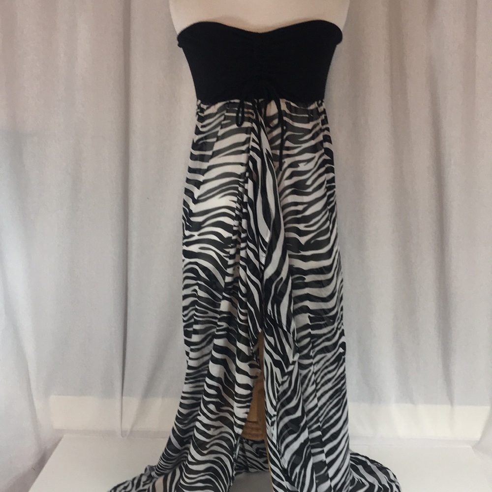Black /white zebra print cover up